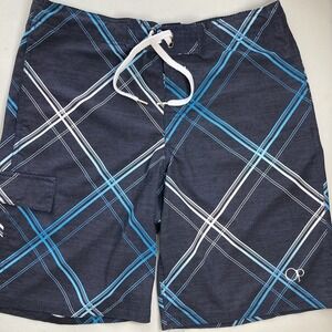 OP Ocean Pacific Swim Trunks Board Short Mens Size M/32-34 Blue Light Blue Retro